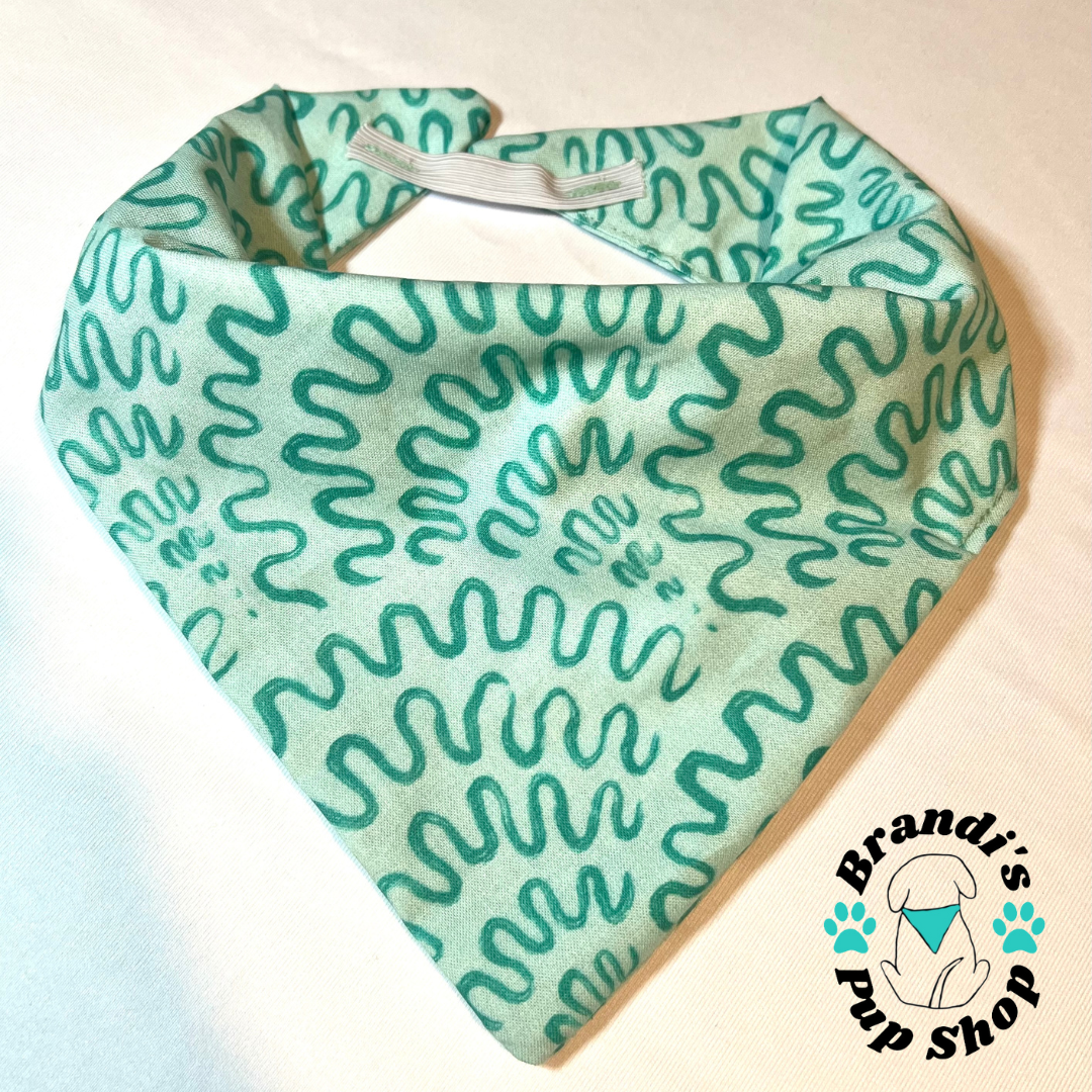 Teal Squiggles Dog Bandana