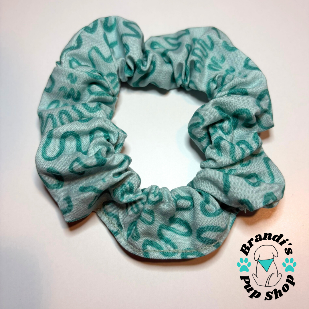 Teal Squiggles Hair Scrunchie