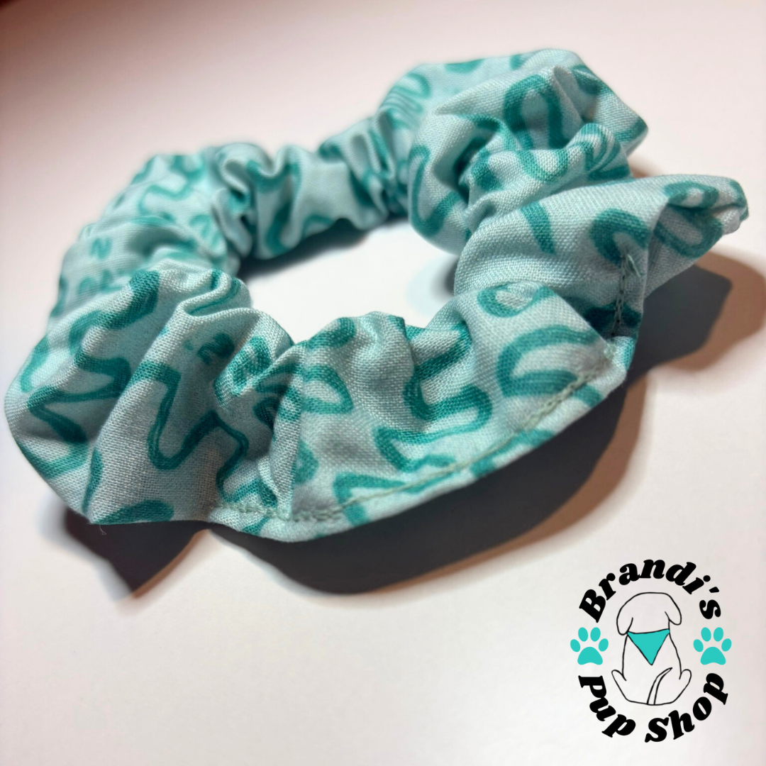 Teal Squiggles Hair Scrunchie