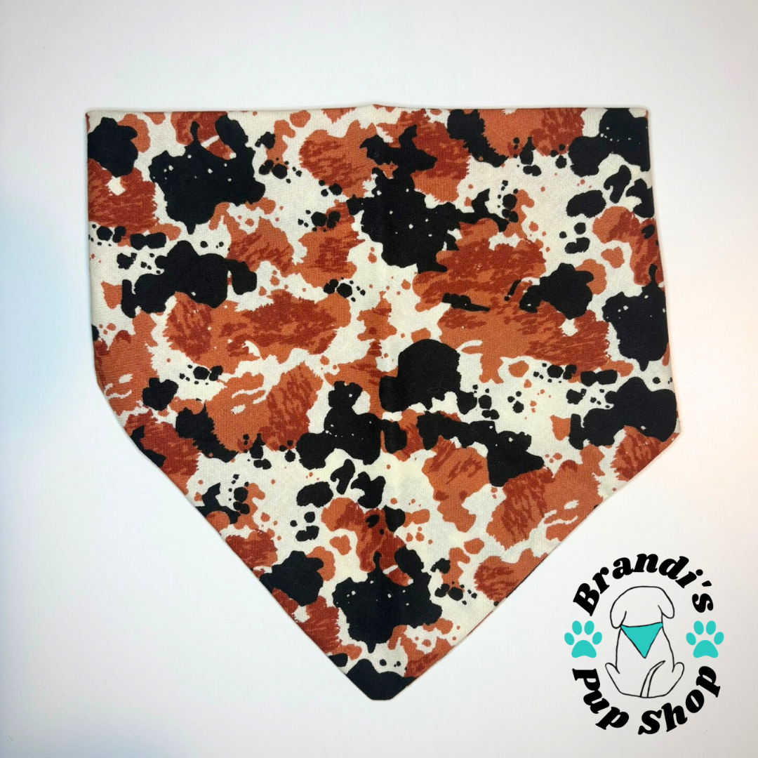 Brown Cow Print Dog Bandana