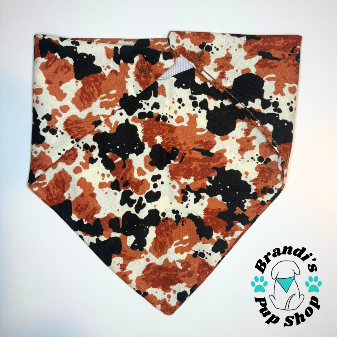 Brown Cow Print Dog Bandana