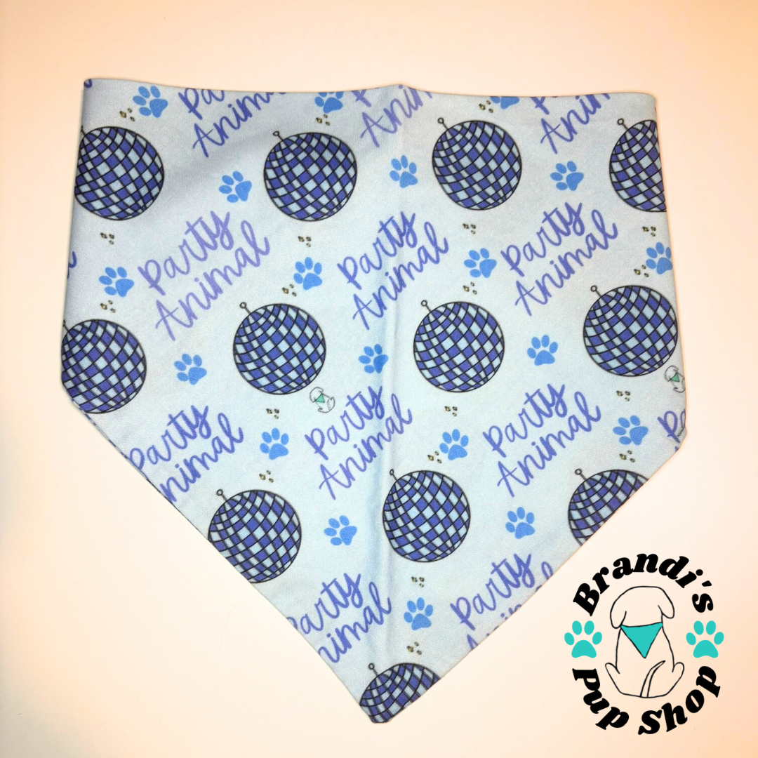 Blue Party Animal Dog Bandana