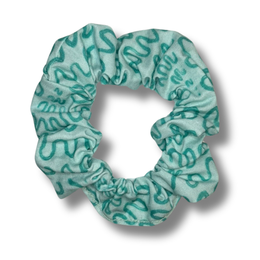 Teal Squiggles Hair Scrunchie