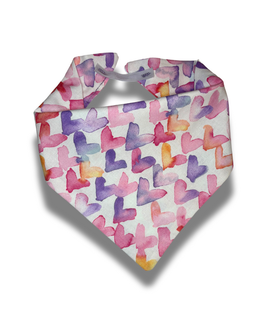 Watercolor Hearts Dog Bandana